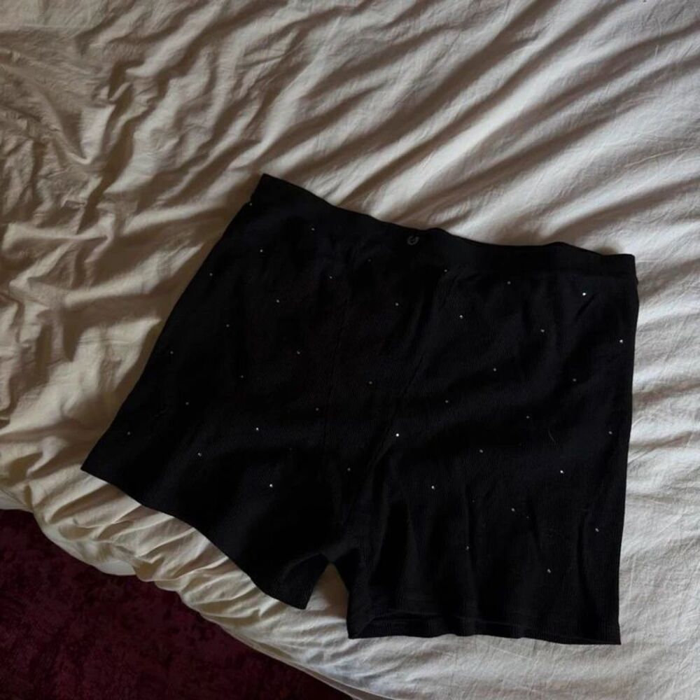 Victoria's Secret PINK black bedazzled thermal boxer shorts